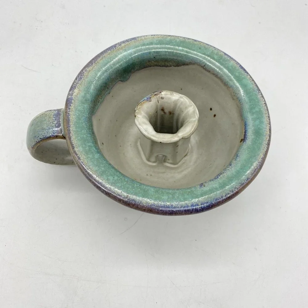Vintage Sauk Mountain Pottery Chamberstick Candle Holder SMP TN Studio‎ Folk Art
